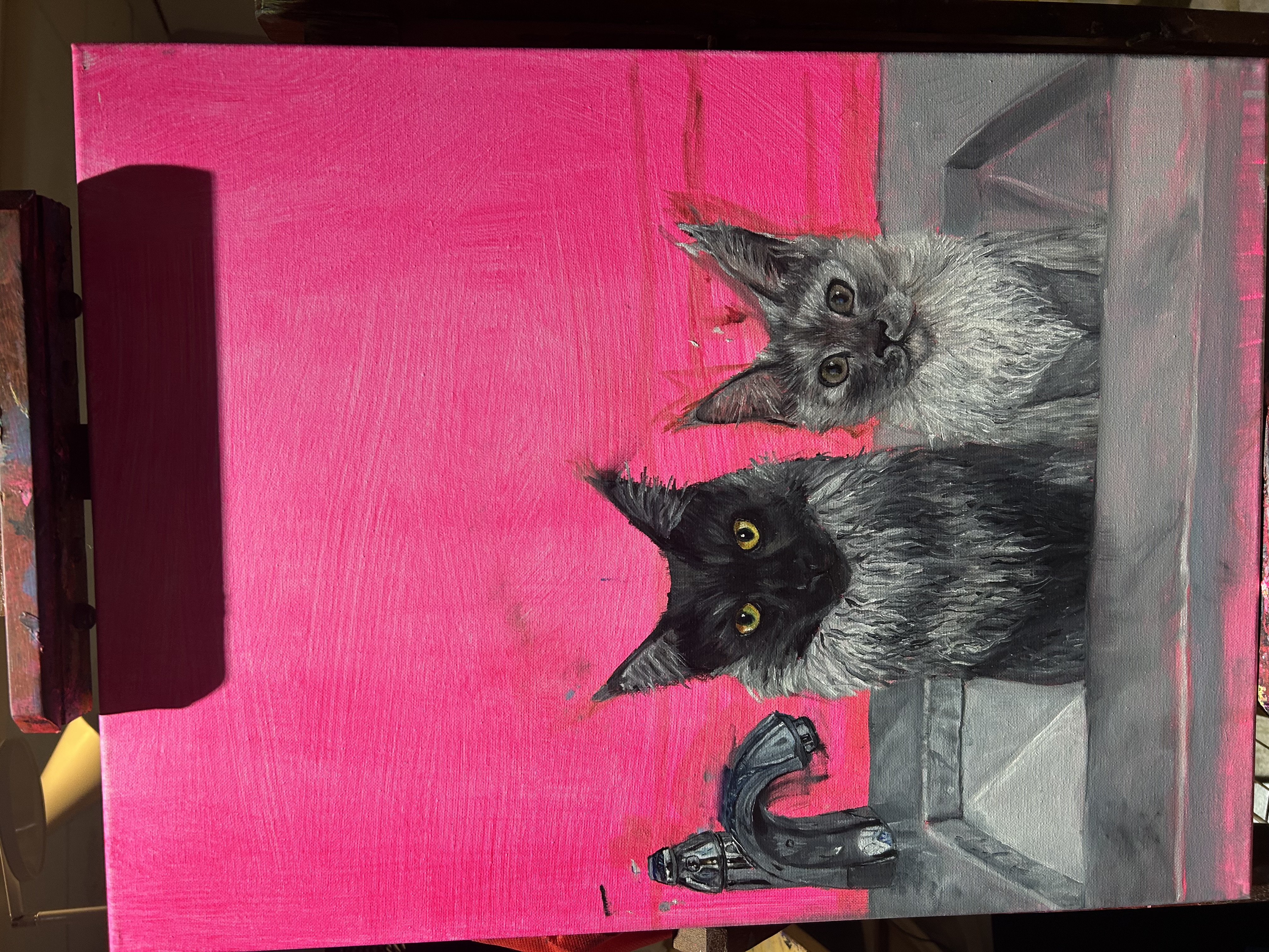 Painting of Pamuk and Kara in a sink